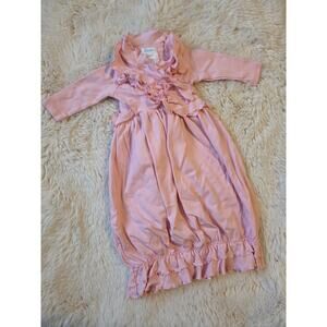 Lemon Loves Layette Pima Cotton Pink Ruffle Ls Sleep Gown Dress